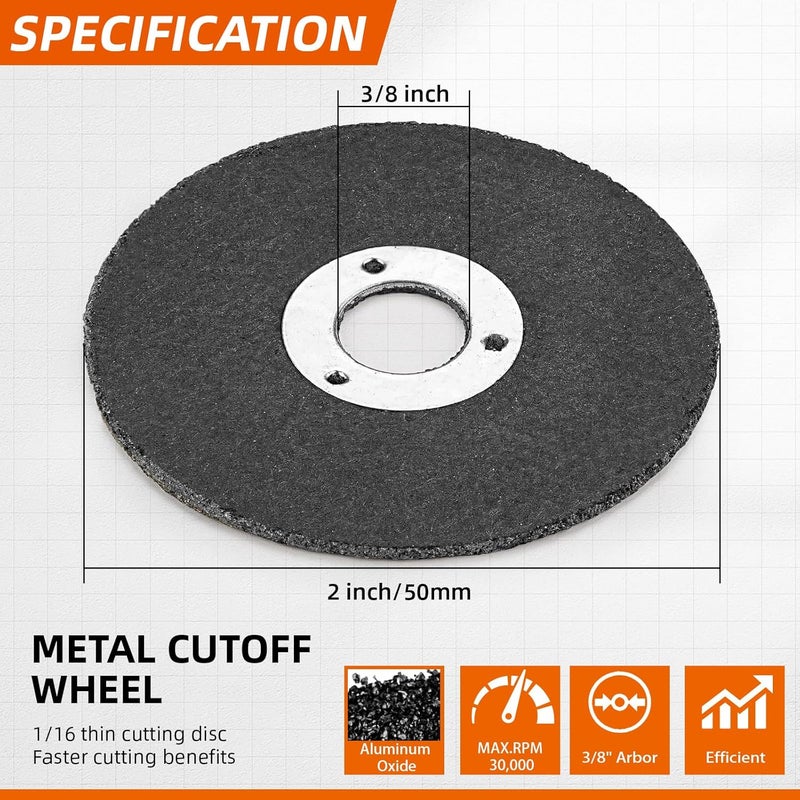 SI FANG 2 Inch Cut Off Wheel, 1/16in x 3/8in Arbor Double Reinforced Cutting Wheel Fit Most Benchtop Chop Saws/Miter Saw/Table Saw/Die Grinder (5Pcs) - Image 2